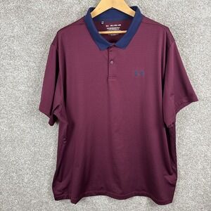 Under Armour Performance Polo Shirt Men's Size 4XL Burgundy Navy Striped